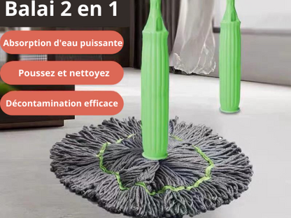 Le balai qui essore à ta place. Sols propres, mains sèches, zéro fatigue.